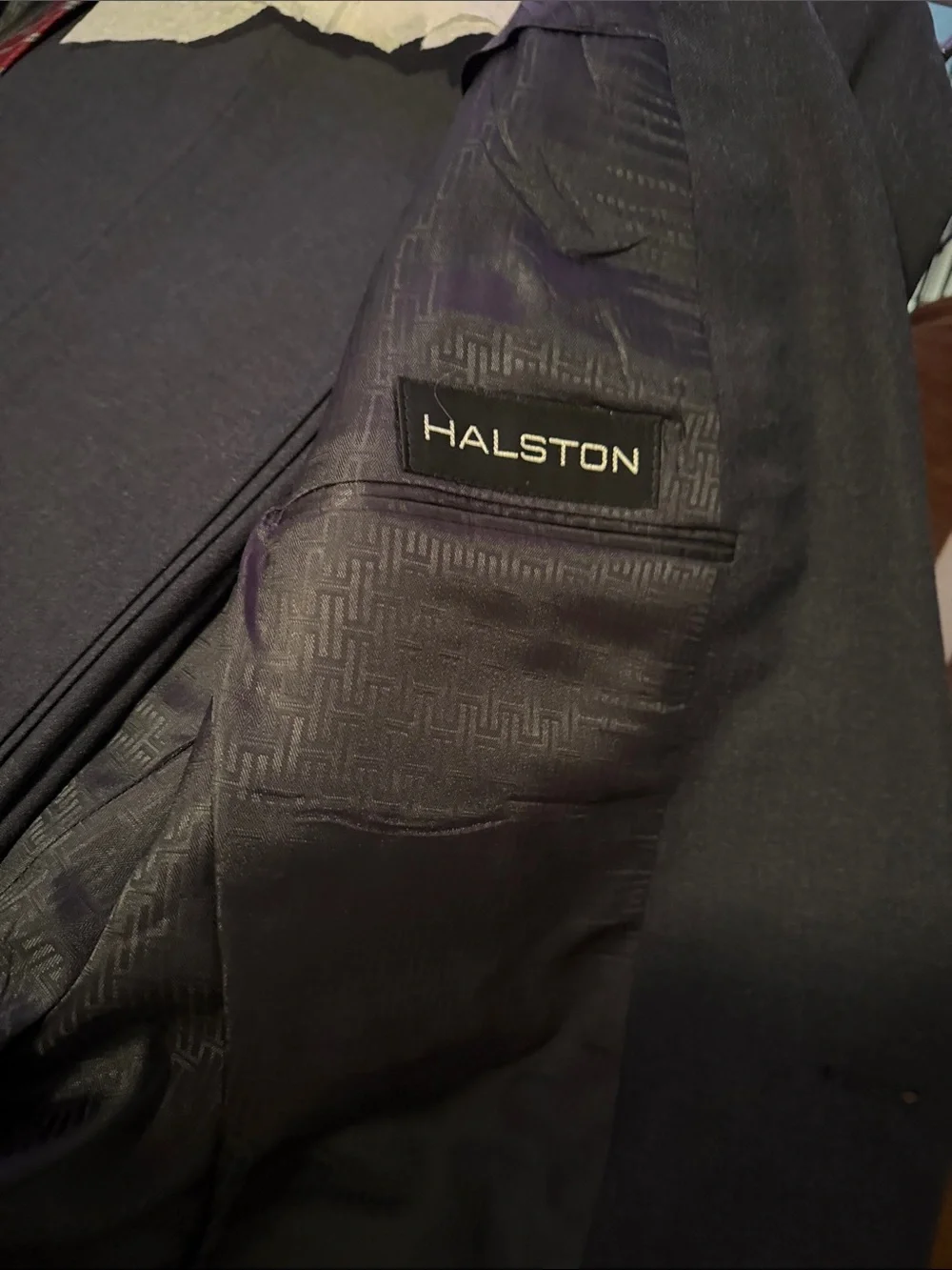 Men's Navy Single-Breasted Suit Blazer, pants, and belt set